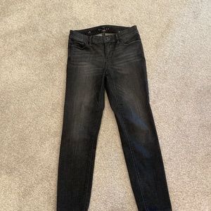 WHBM skinny black washed jeans with lace at bottom